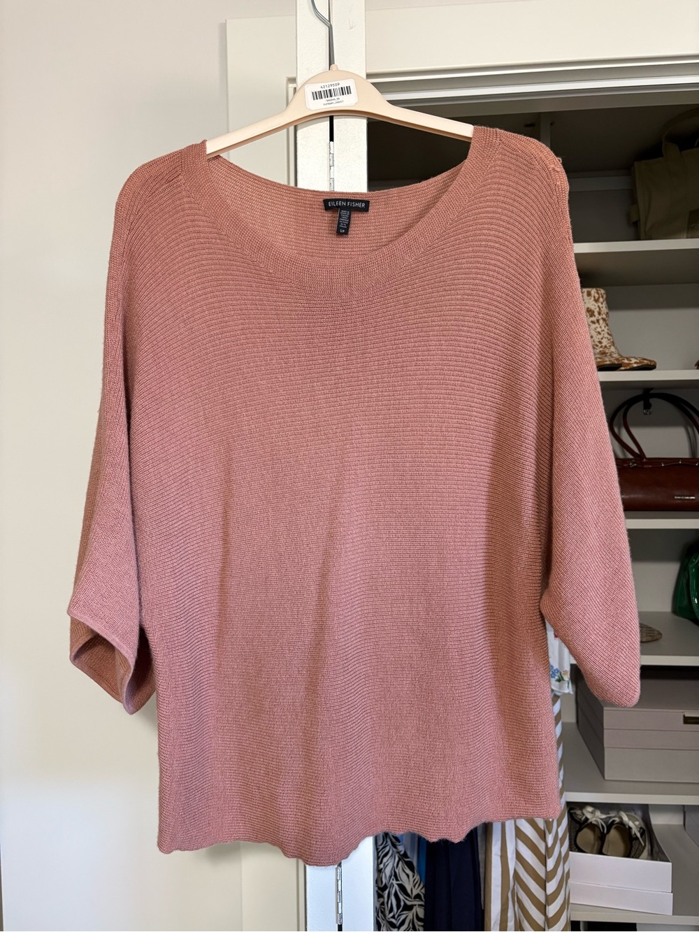 Eileen Fisher Dusty Rose Scoop Neck Knit Sweater